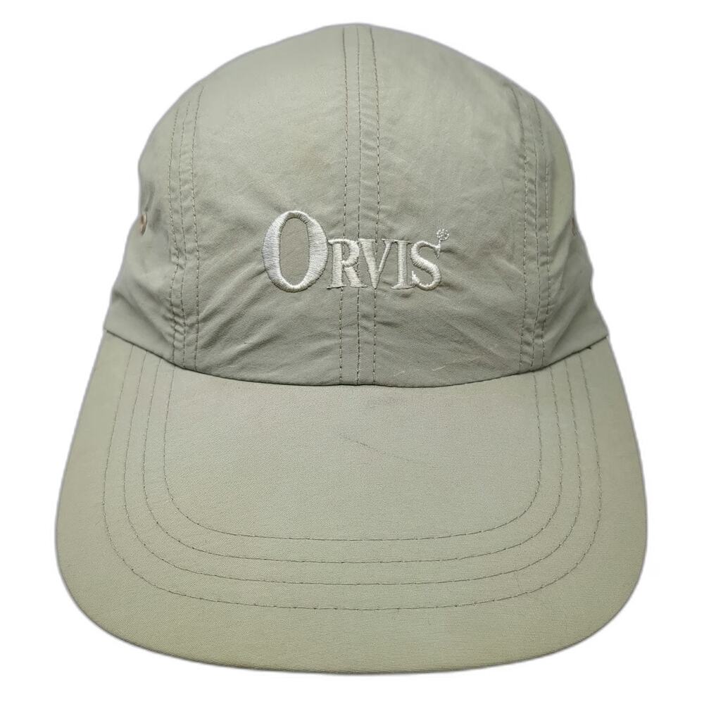 Orvis Baseball Cap Green 5 Panel Long Bill Fishing Strapback Hat Vintage